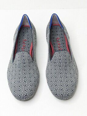 Rothy's Gray and Navy blue Patterned Slip-On Flats - perfect